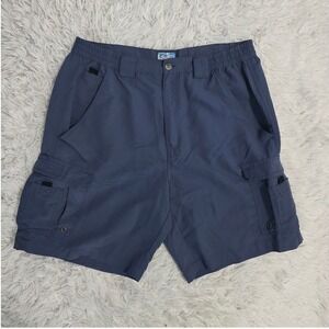 World Wide Sportsman Mens Fishing Cargo Shorts Navy Blue Nylon Size 36 Quick Dry